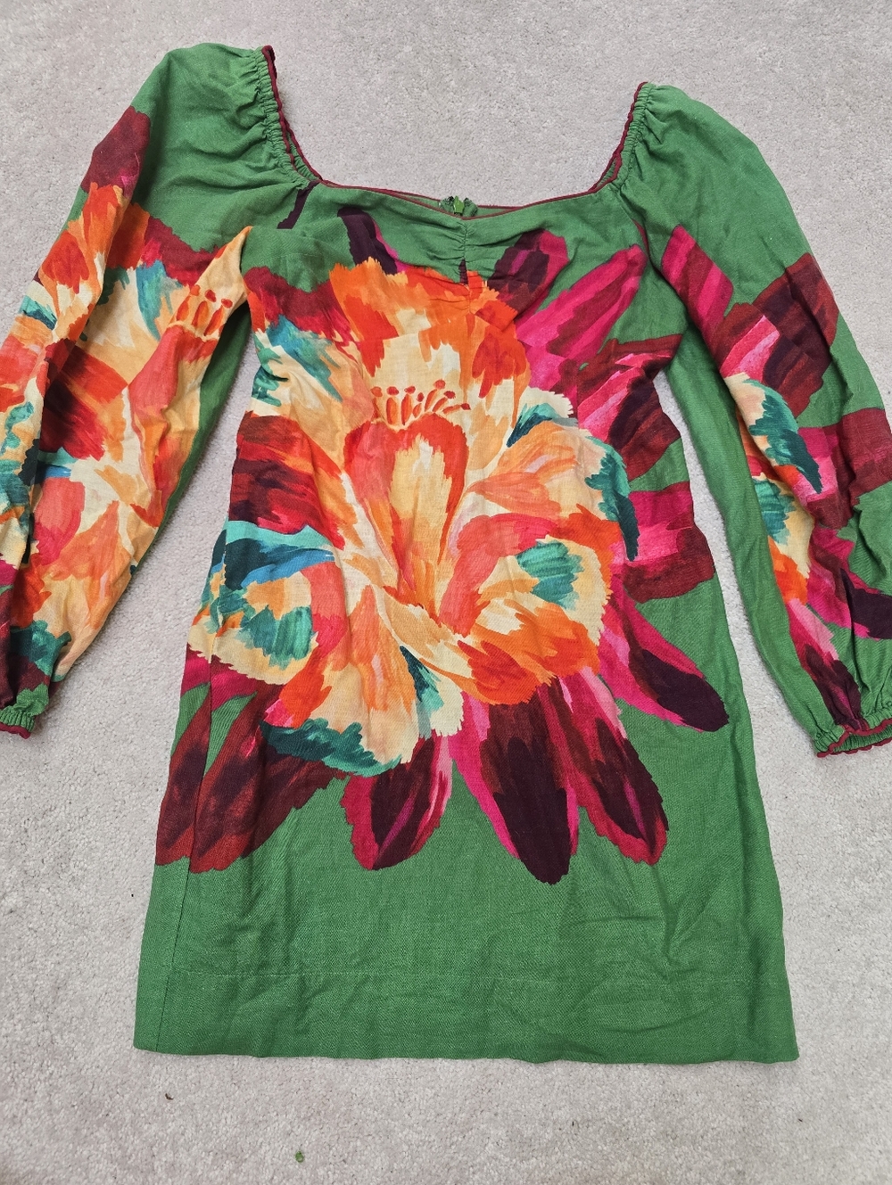 FARM Rio Green Mini Dress with Bold Floral Print - Picture 7 of 13